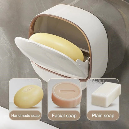 Wall-Mounted Flip-Cover Soap Holder