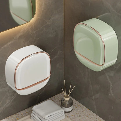 Wall-Mounted Flip-Cover Soap Holder