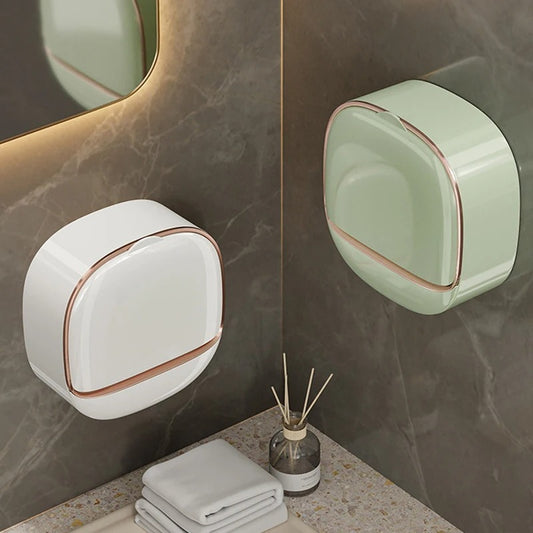 Wall-Mounted Flip-Cover Soap Holder