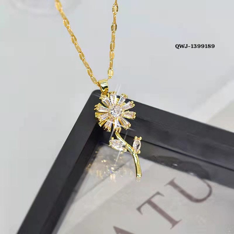 Flower Rotation Pendant Necklace QWJ-189