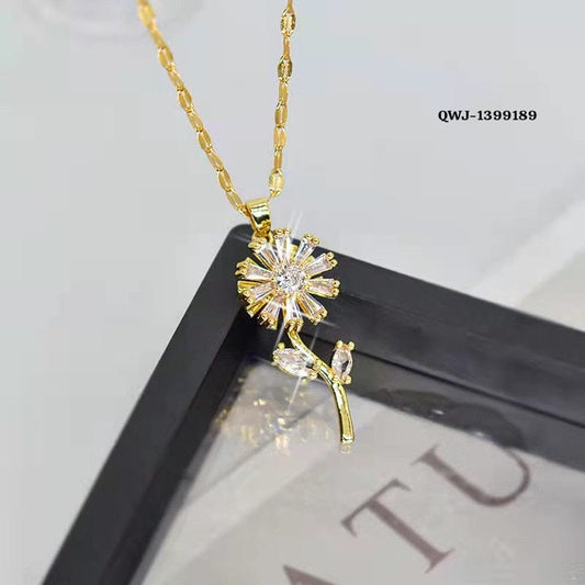 Flower Rotation Pendant Necklace QWJ-189