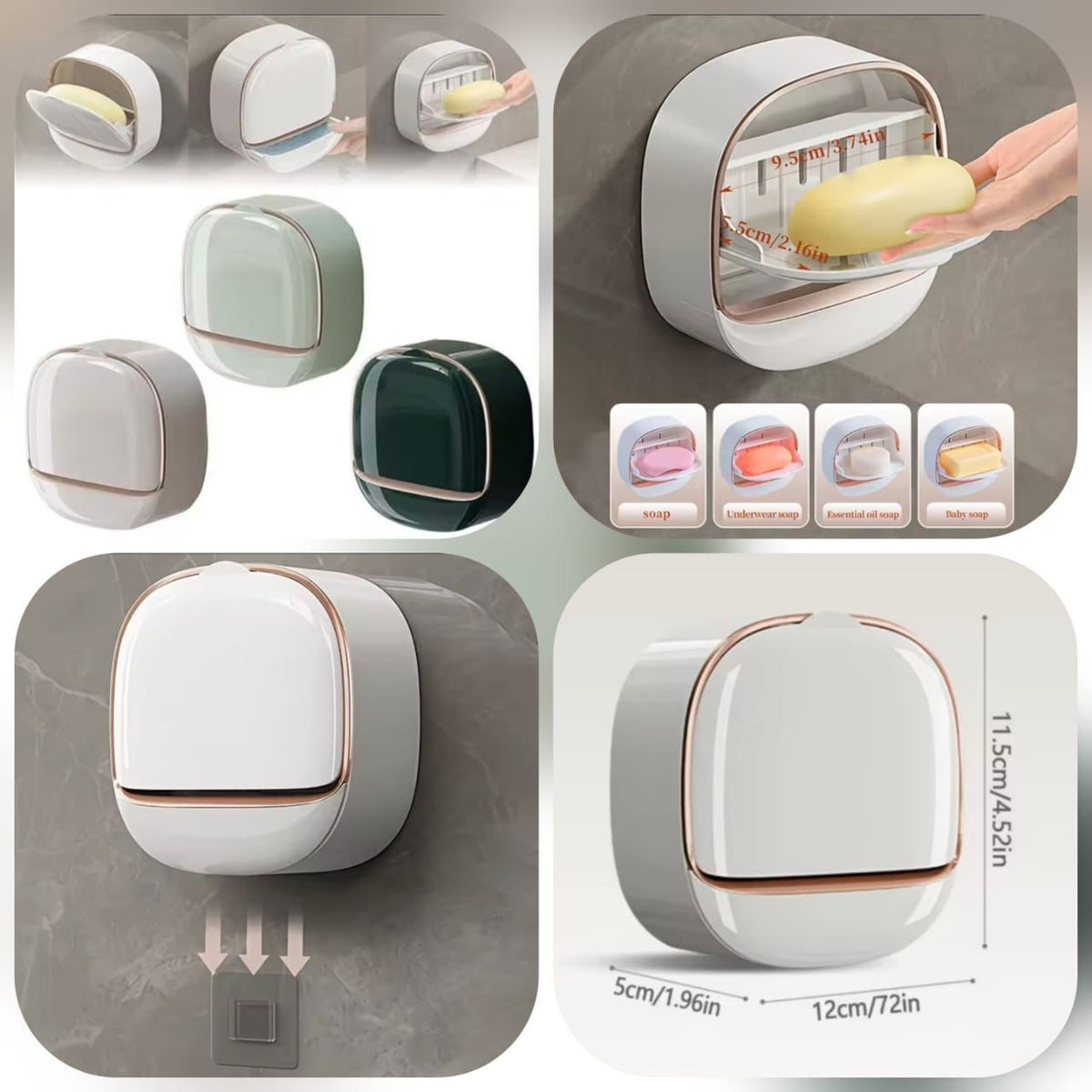 Wall-Mounted Flip-Cover Soap Holder