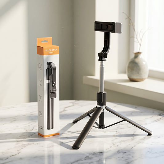 Selfie Stick with Bluetooth Remote Tripod & LED Light