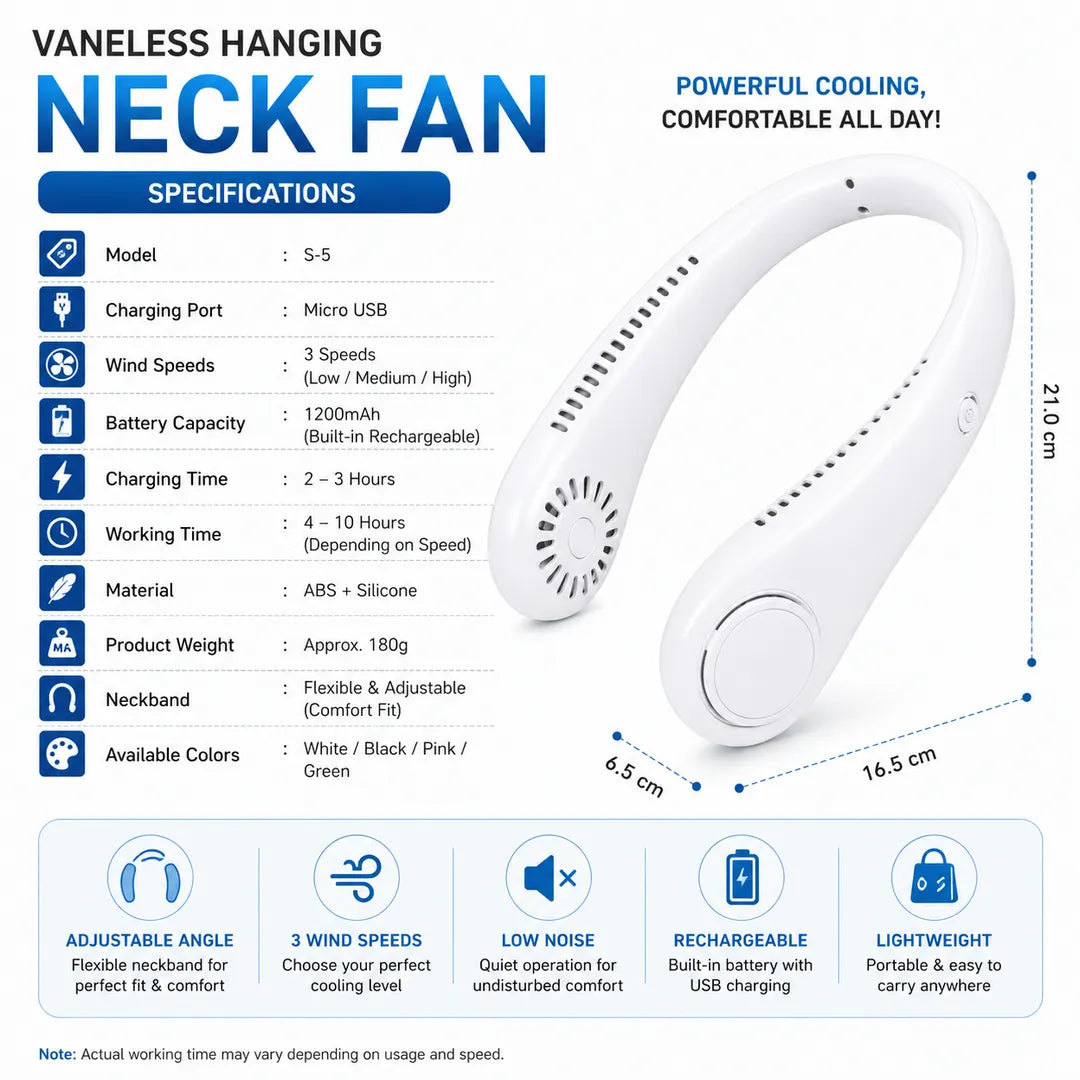 Mini Neck Portable Rechargeable Air Cooler