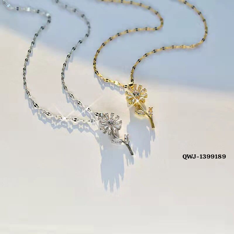 Flower Rotation Pendant Necklace QWJ-189