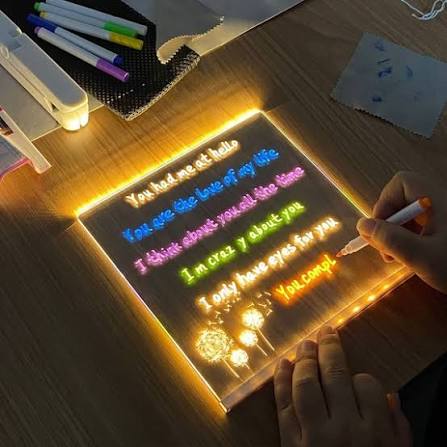 LED Note Board With Colors Acrylic Dry Erase Board With Light