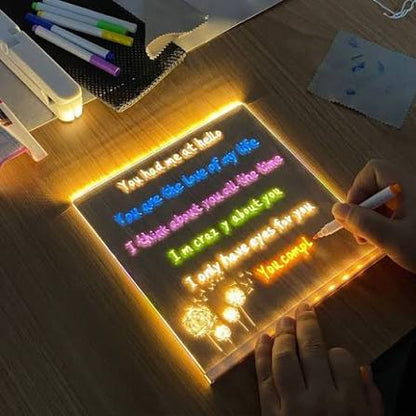 LED Note Board With Colors Acrylic Dry Erase Board With Light
