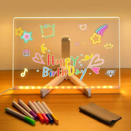 LED Note Board With Colors Acrylic Dry Erase Board With Light