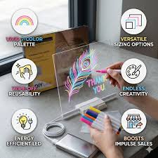 LED Note Board With Colors Acrylic Dry Erase Board With Light