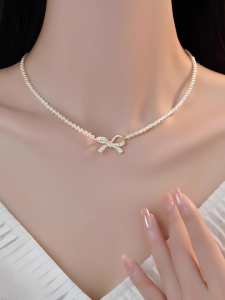 PQT-992 - Bow Shape Pearl Necklace for Women